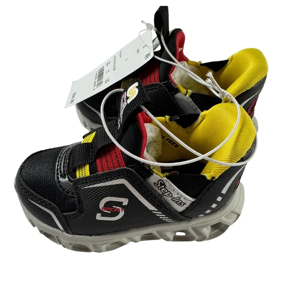 S Sport by Skechers Kaleb Light Up‎ Shoes Step-Ins Black Toddler Boy Size 6 NWT